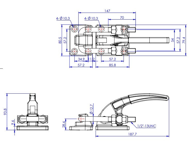 Latch Toggle Clamps Horizontal Versions (Stainless Steel)